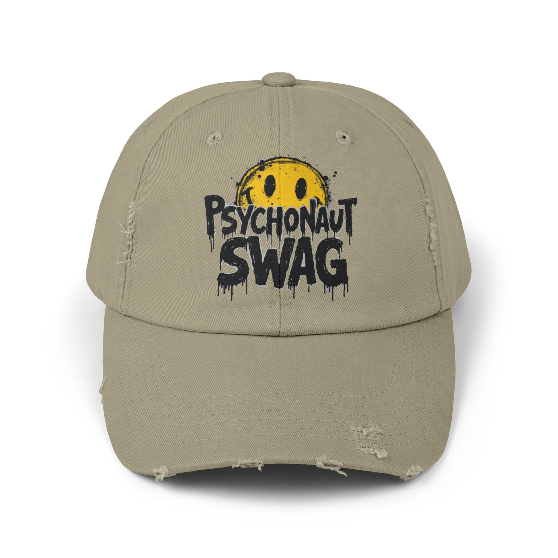 Psycho Unisex Distressed Cap, Cool Casual Hat, Streetwear Accessory, Gift for Trendsetters, Festival Gear, Summer Vibes - Psychonaut Swag