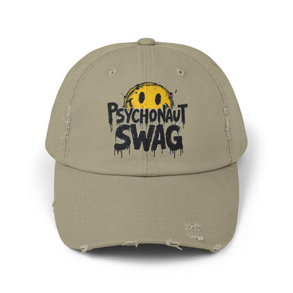 Psycho Unisex Distressed Cap, Cool Casual Hat, Streetwear Accessory, Gift for Trendsetters, Festival Gear, Summer Vibes - Psychonaut Swag