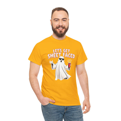 Let's Get Sheet Faced Ghost T‑Shirt — Funny Halloween Party Tee