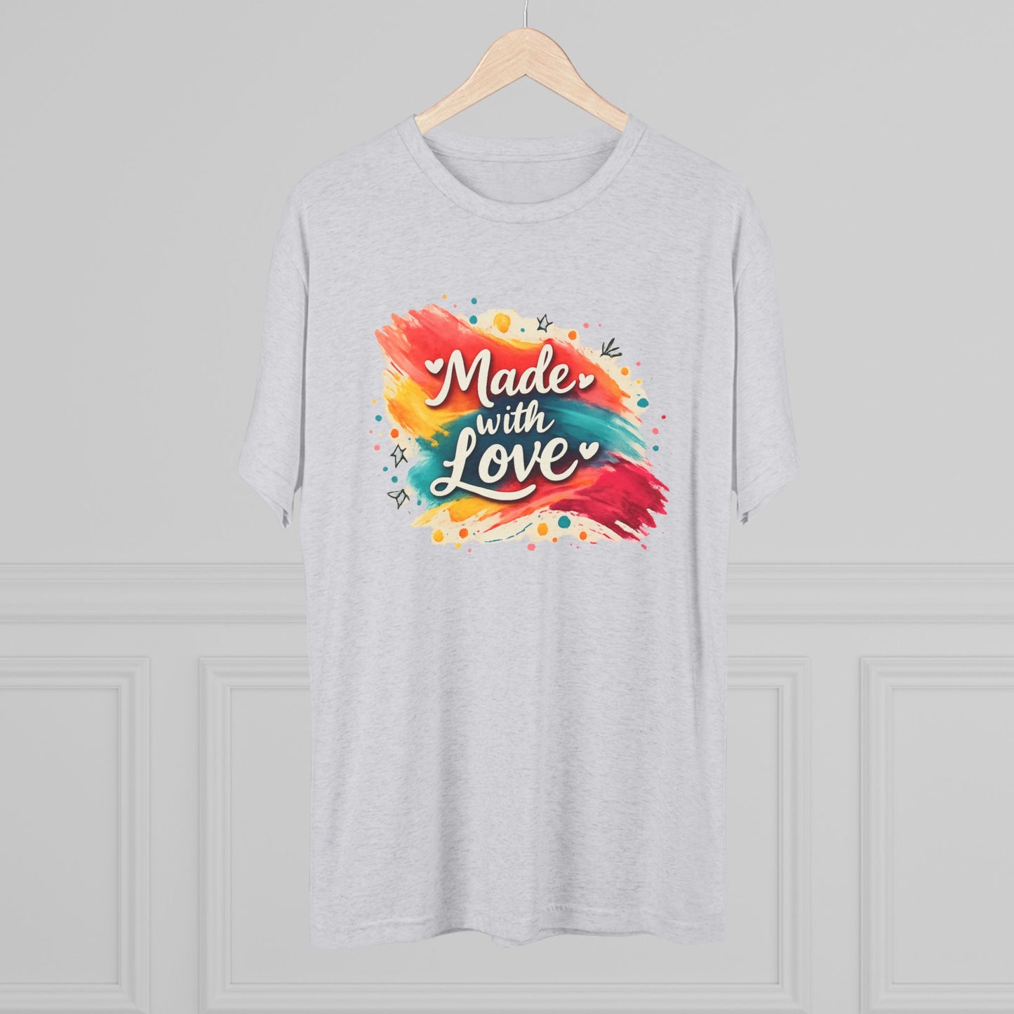 T-Shirt — "Made with Love" Colorful Brushstroke Graphic