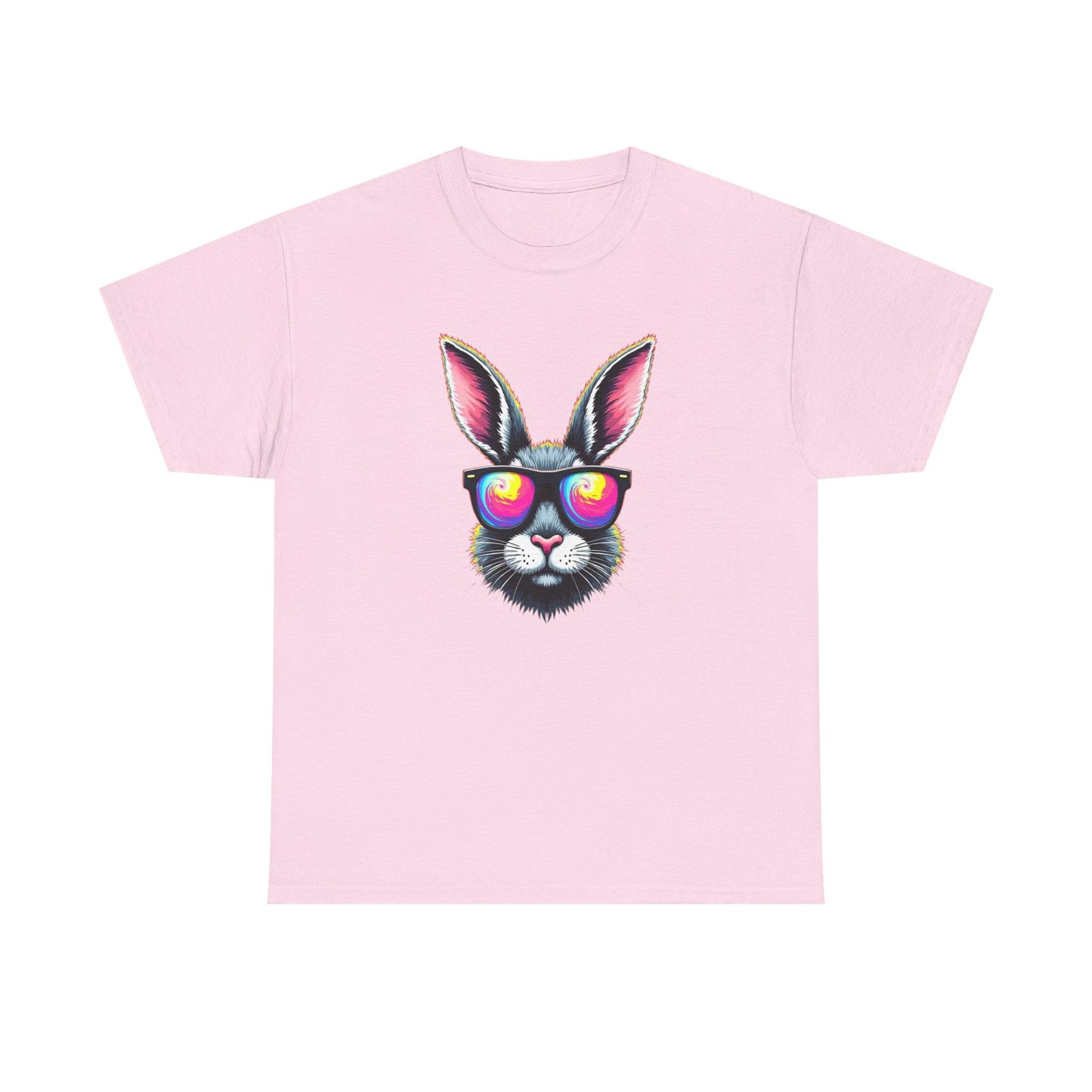 Bunny with Heart Sunglasses Tee — Retro Neon Rabbit Graphic T-Shirt
