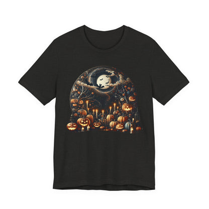 Halloween Pumpkin mural, Short Sleeve Tee, Spooky Tee, Unisex Halloween Shirt, Autumn T-shirt, Harvest Festival Shirt, Trick or Treat Shirt, [...]