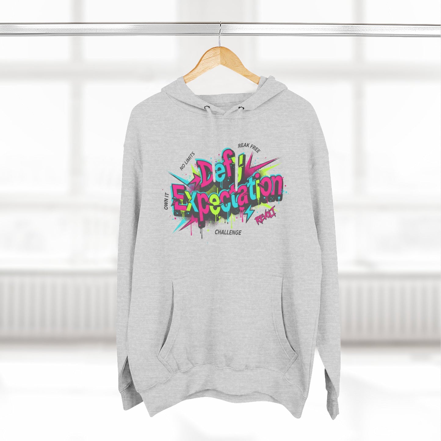 Expectation vs Reality Hoodie — Retro 90s Graffiti 'Defy Expectation' Pullover