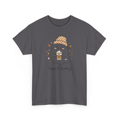 Keep It Spooky Ghost Tee — Cute Fall Halloween Shirt with Pumpkin Latte
