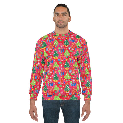 Christmas Tree Pattern Ugly Christmas Sweatshirt — Festive Holiday All-Over Print