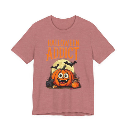 Halloween Addict Tee | Unisex Short Sleeve T-Shirt, Fun Halloween Apparel, Pumpkin Tee, Spooky Season Shirt, Gift for Halloween Lovers - Psychonaut Swag