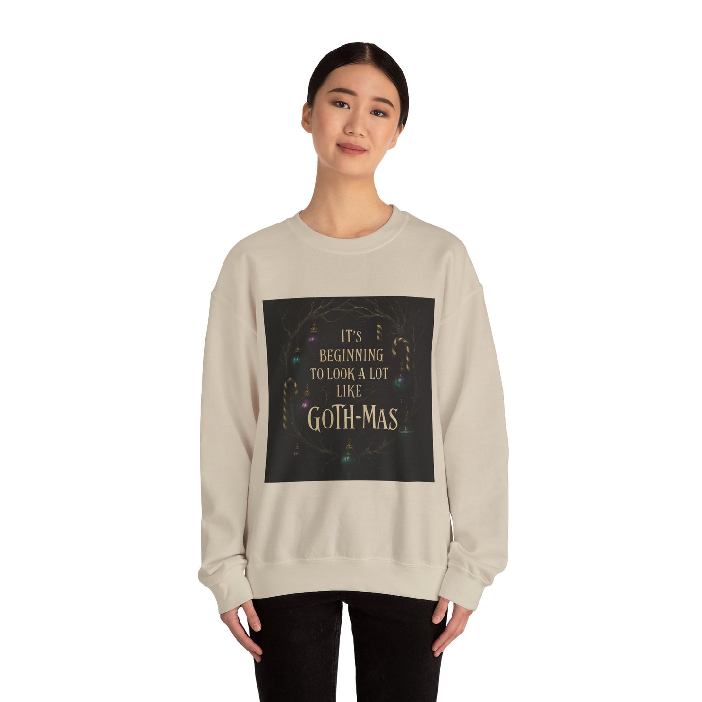 Goth‑Mas Crewneck Sweatshirt — "It's Beginning to Look a Lot Like Goth‑Mas" Holiday Gothic Sweater