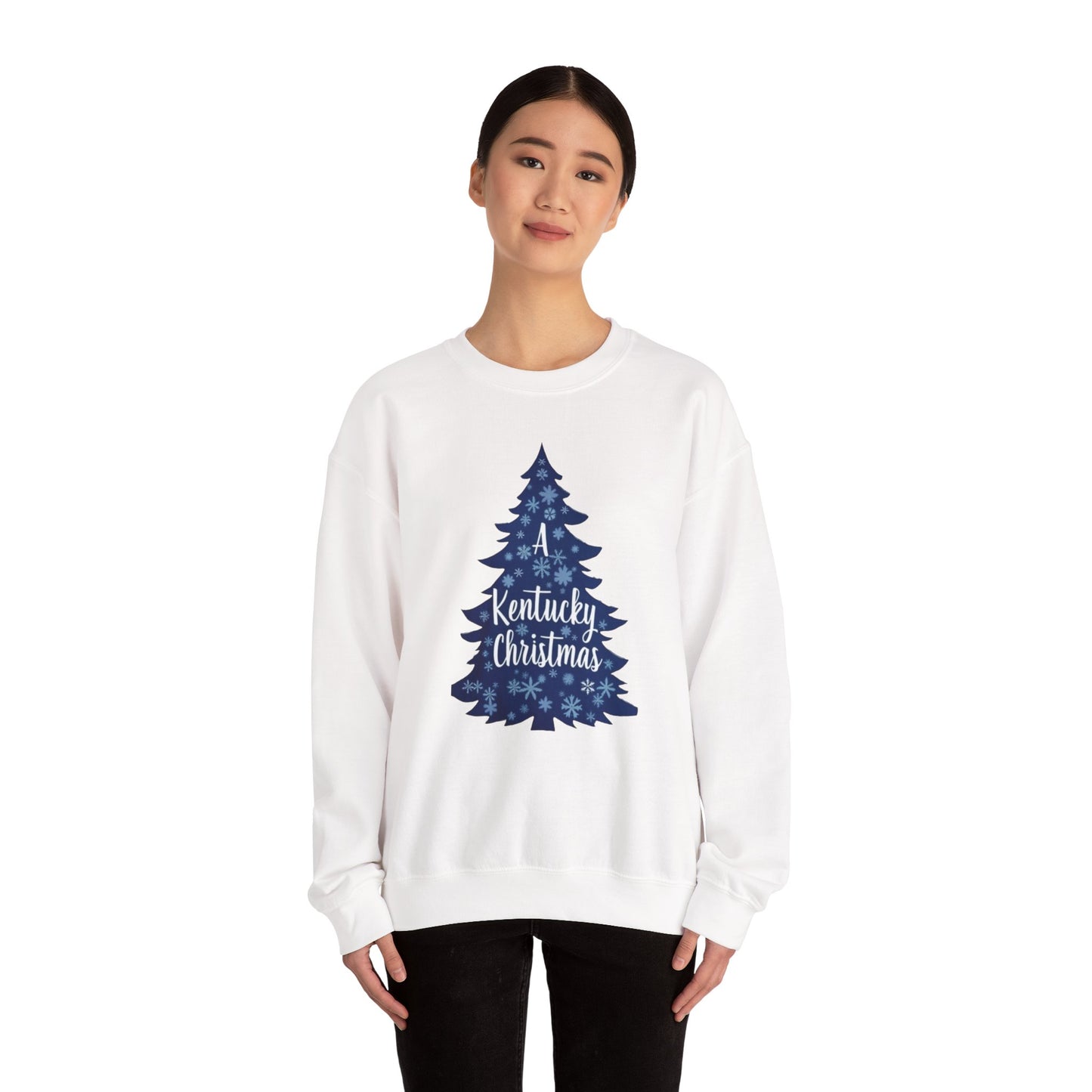 Kentucky Christmas Sweatshirt — Blue Plaid Tree Holiday Crewneck
