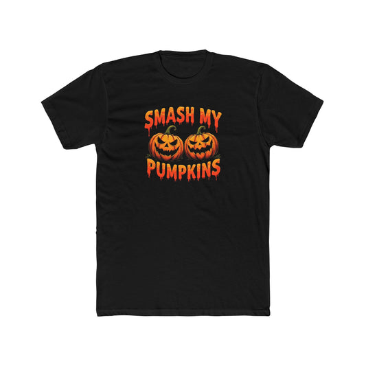 Smash my Pumpkins, Halloween Humor Unisex Cotton Crew Tee, Fun Pumpkin Graphic Tee, Fall Festival Shirt, Trick or Treat Apparel, Casual Halloween Wear