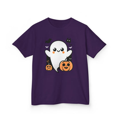Kids Halloween Tee, Ghost Trick or Treat Top, Autumn Fun Apparel, Pumpkin Graphic Tee, Festive Kidswear