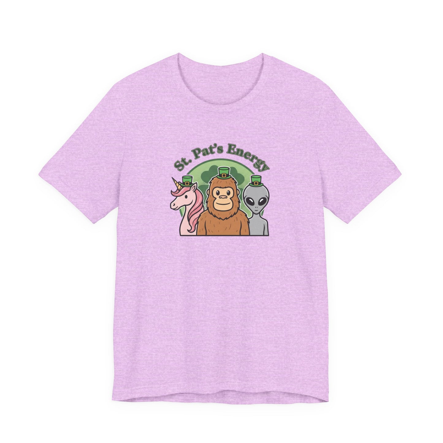 St. Pat’s Energy T‑Shirt — Unicorn, Bigfoot & Alien St. Patrick’s Day Tee