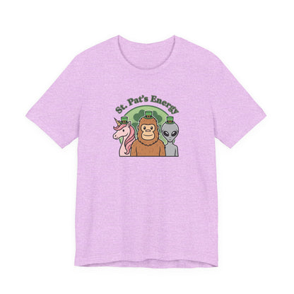 St. Pat’s Energy T‑Shirt — Unicorn, Bigfoot & Alien St. Patrick’s Day Tee