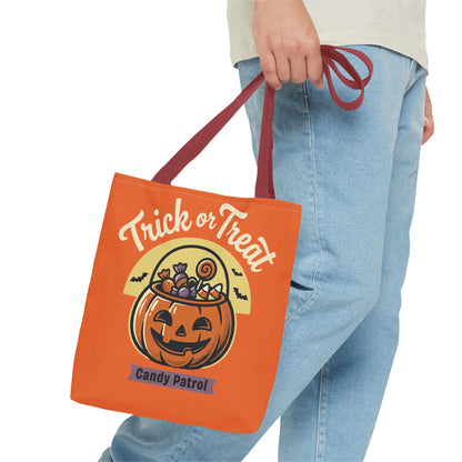 Halloween Trick or Treat Tote Bag — "Candy Patrol" Pumpkin Candy Bucket Design