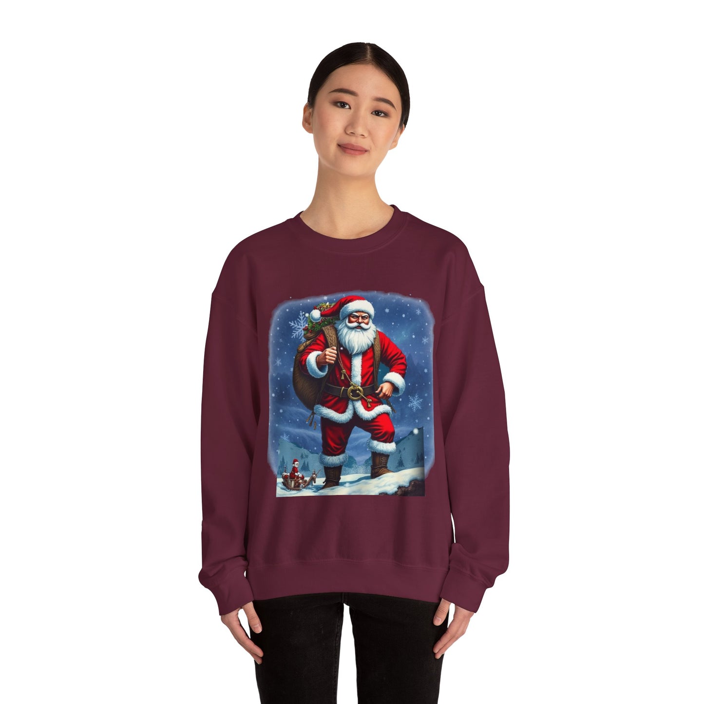 Santa Snow Hike, Graphic Sweatshirt – Vintage Holiday Christmas Crewneck