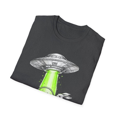 Alien Abduction Easter Bunny T-Shirt — UFO Beaming Candy Design