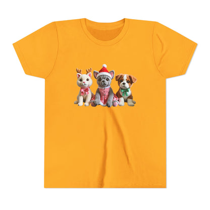 Kids Christmas Puppy Tee — Cute Festive Dogs in Santa Hats