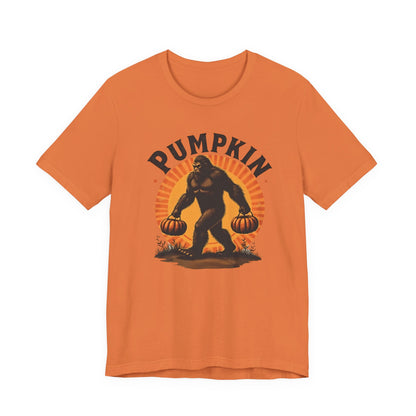 Pumpkin Bigfoot T-Shirt – Unisex Harvest Tee for Fall, Halloween, Autumn Celebrations, Gift for Nature Lovers, Casual Wear
