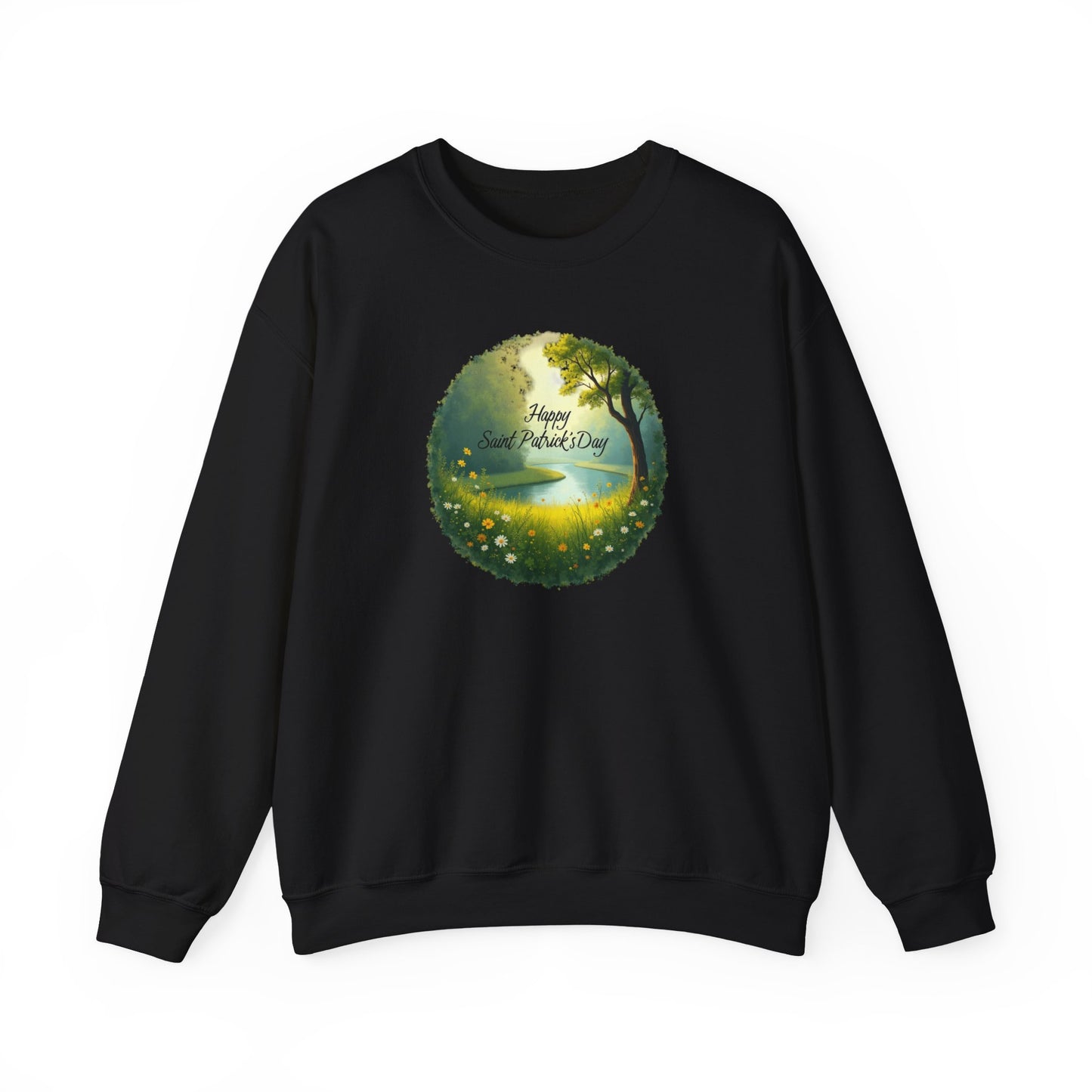 Saint Patrick’s Day Crewneck Sweatshirt — "Happy Earth Day" Nature Graphic