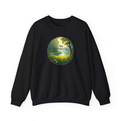 Saint Patrick’s Day Crewneck Sweatshirt — "Happy Earth Day" Nature Graphic