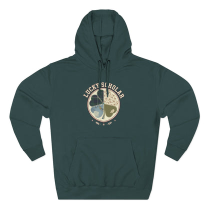 Lucky Scholar Clover, Three-Panel Fleece Hoodie
