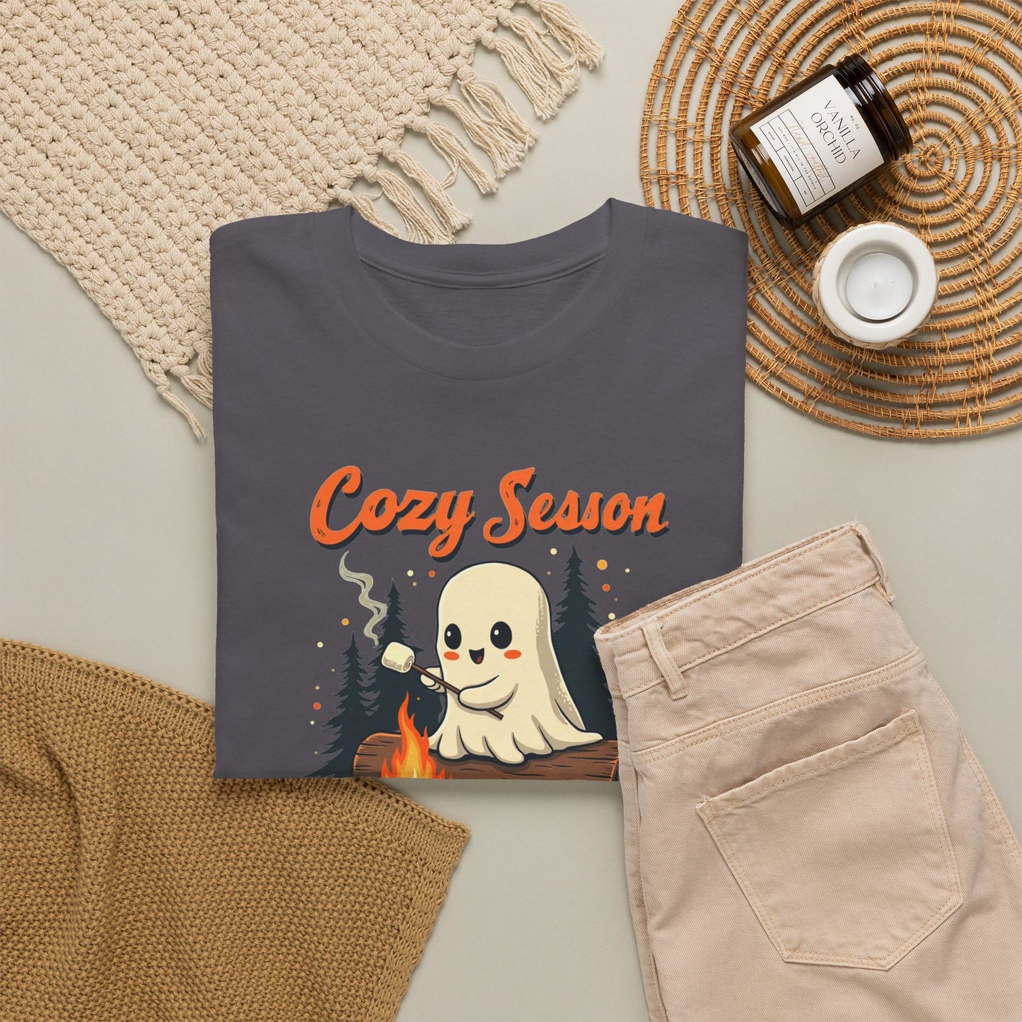 Cozy Season Tee — Cute Ghost Campfire Halloween T-Shirt