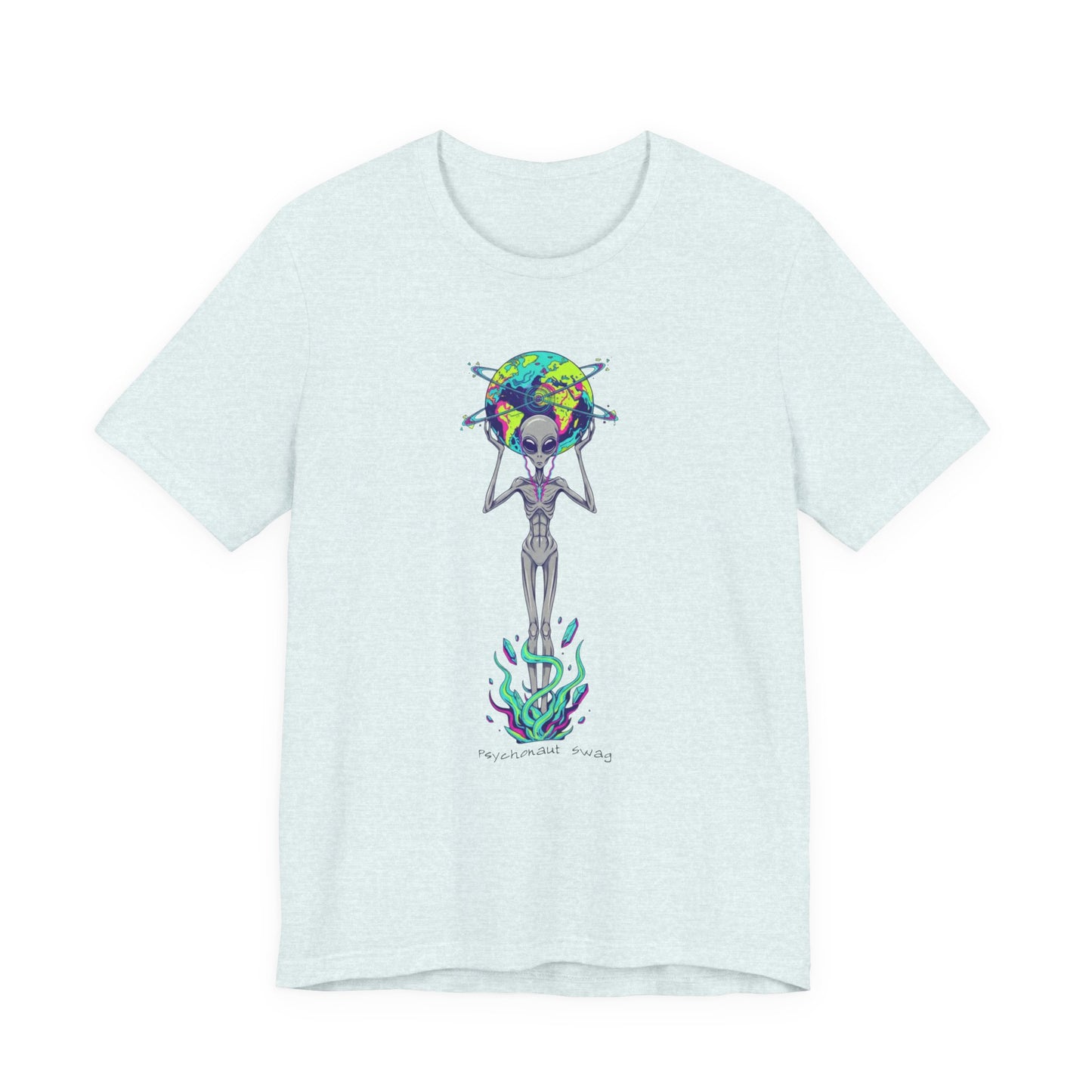 Alien Holding Earth Graphic Tee — Cosmic Sci‑Fi Alien Shirt