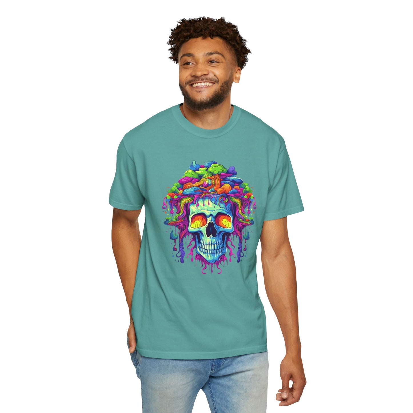 Trippy Skull Vibe, Unisex Garment-Dyed T-shirt