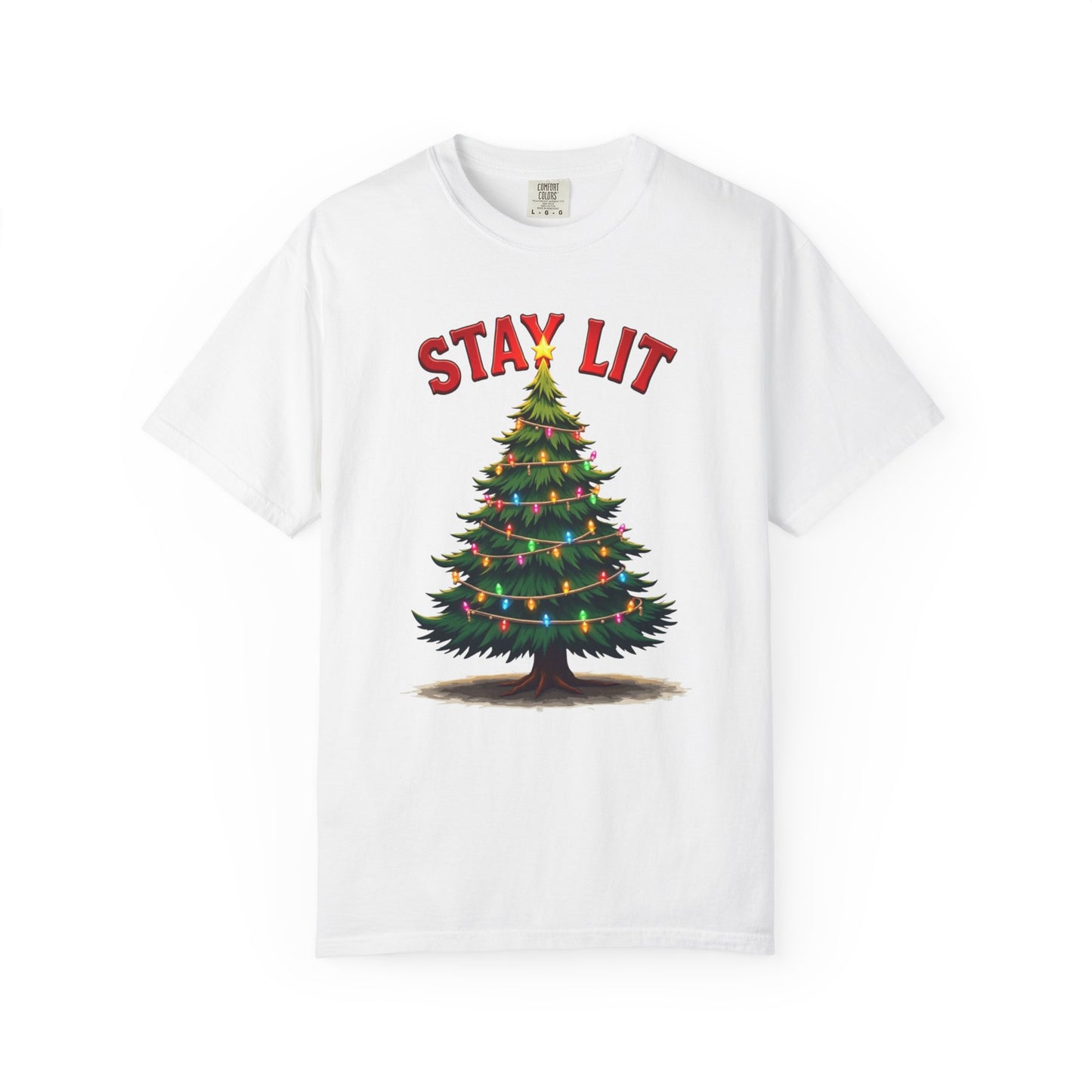 Stay Lit Christmas T-Shirt — Festive Holiday Tree Graphic Tee