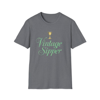 Vintage Sipper Unisex Softstyle T-Shirt, Casual Wear, Gift for Wine Lovers, Bar Night, Vintage Inspired Apparel - Psychonaut Swag