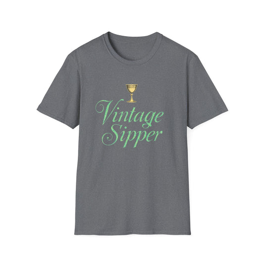 Vintage Sipper Unisex Softstyle T-Shirt, Casual Wear, Gift for Wine Lovers, Bar Night, Vintage Inspired Apparel - Psychonaut Swag