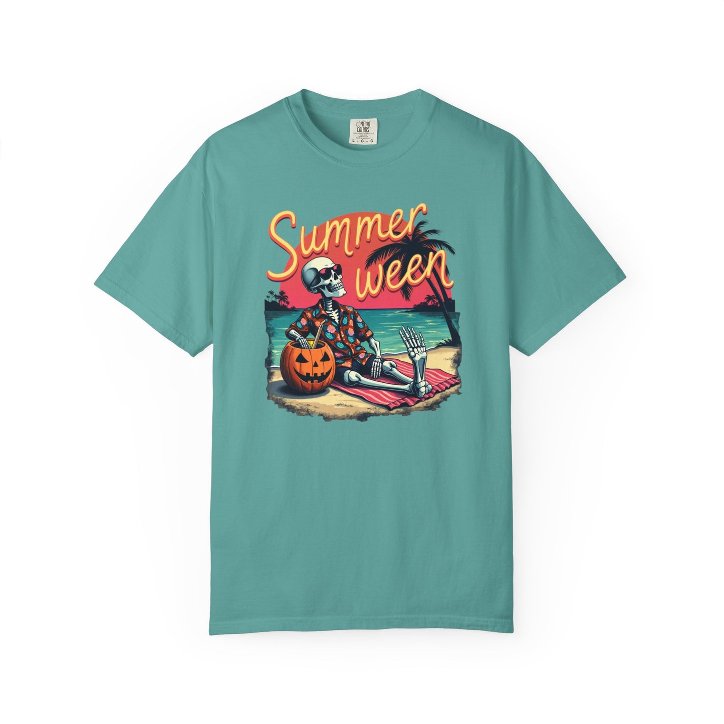 T-Shirt — "Summerween" Beach Skeleton Halloween Graphic Tee