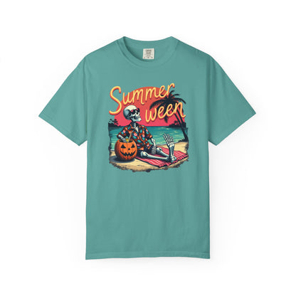 T-Shirt — "Summerween" Beach Skeleton Halloween Graphic Tee