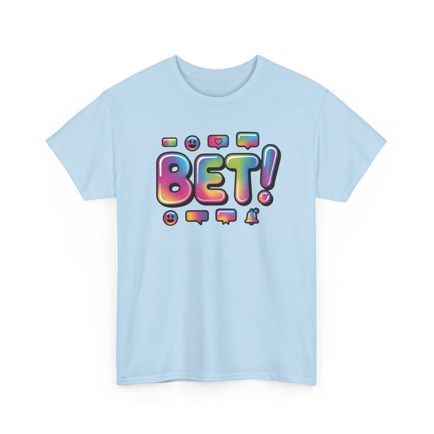 Bet! Colorful Speech Bubble Graphic Tee — Casual Youth Streetwear T-Shirt