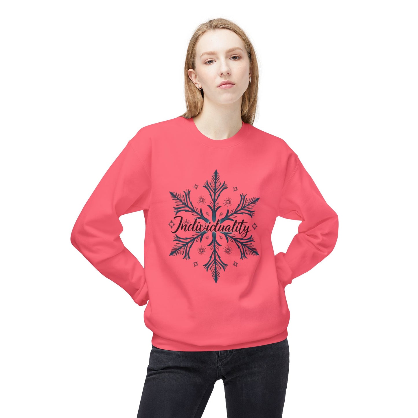 Individuality Crewneck Sweatshirt — Floral Snowflake Graphic