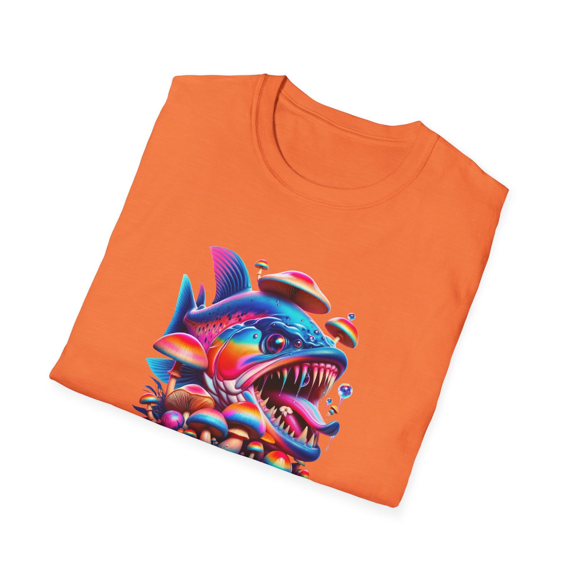 Piranha with Shrooms, Unisex Softstyle T-Shirt - Psychonaut Swag