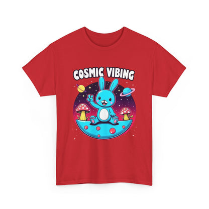 Cosmic Vibing Bunny, Tee — Cute Bunny Space Graphic T-Shirt