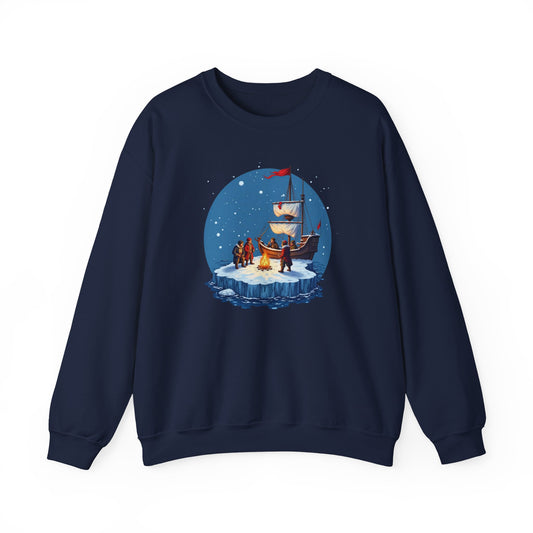 Viking Longship Bonfire, Christmas sweatshirt, Crewneck Sweatshirt