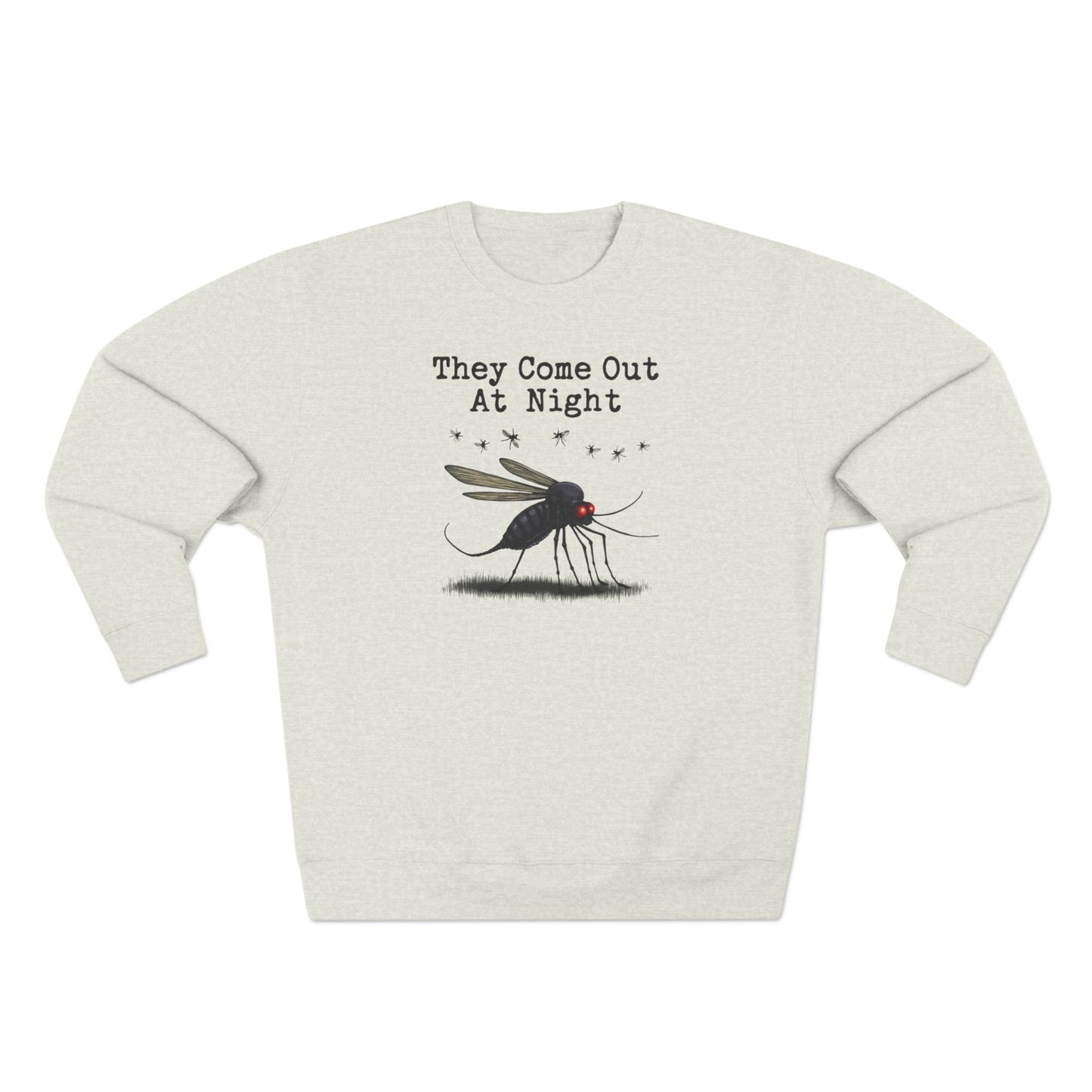 Mosquito, They come out at night, Cozy Nighttime Crewneck Sweatshirt, perfect for casual wear, gift for nature lovers, cozy evenings, Halloween, spooky season, graphic [...] - Psychonaut Swag