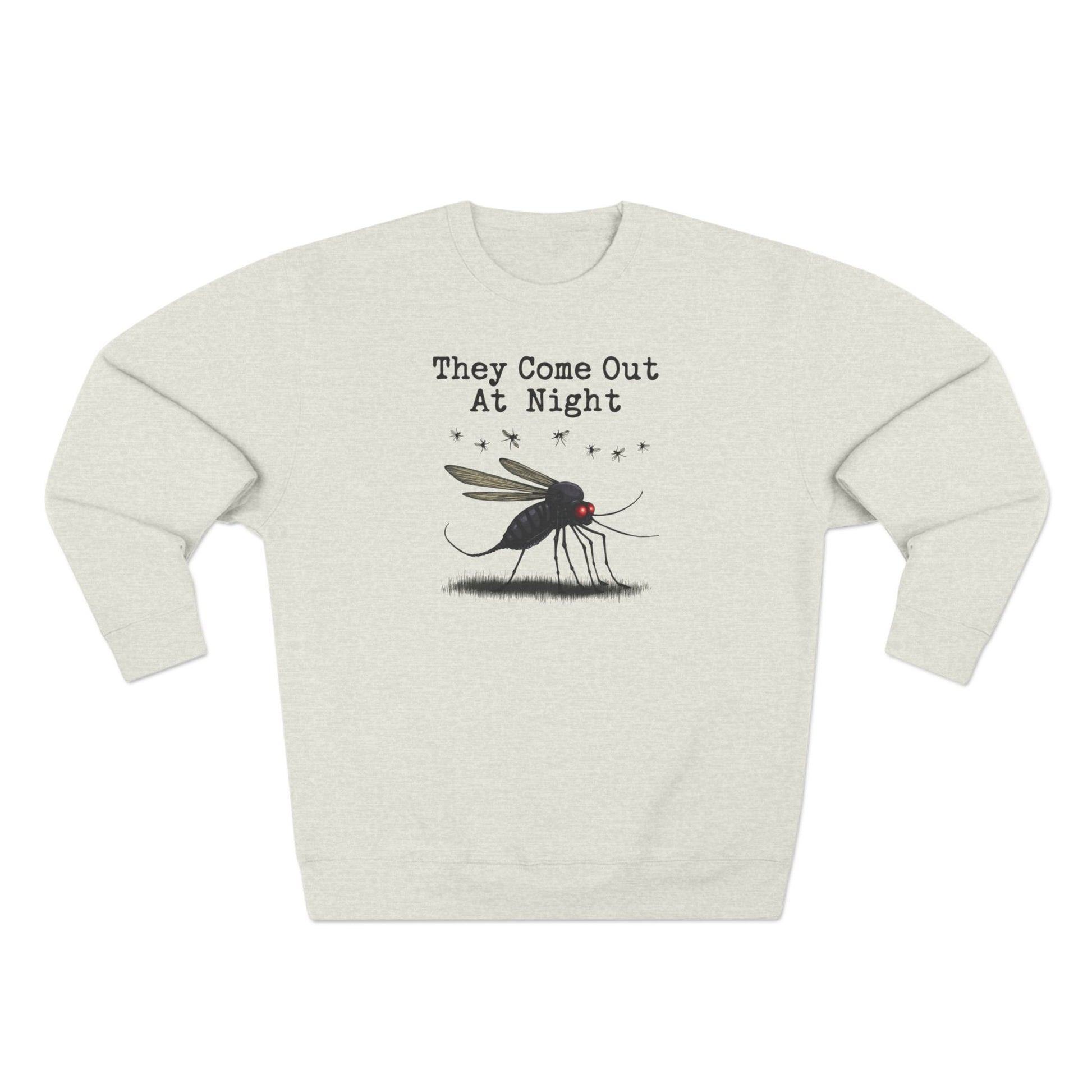 Mosquito, They come out at night, Cozy Nighttime Crewneck Sweatshirt, perfect for casual wear, gift for nature lovers, cozy evenings, Halloween, spooky season, graphic [...] - Psychonaut Swag