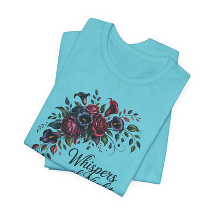 Whispers of Night Floral Tee — Dark Rose Bouquet Graphic T-Shirt