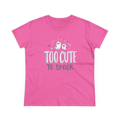 Too Cute to Spook Women's Cotton Tee, Halloween T-Shirt, Ghostly Graphic Tee, Casual Fall Apparel, Fun Halloween Outfit