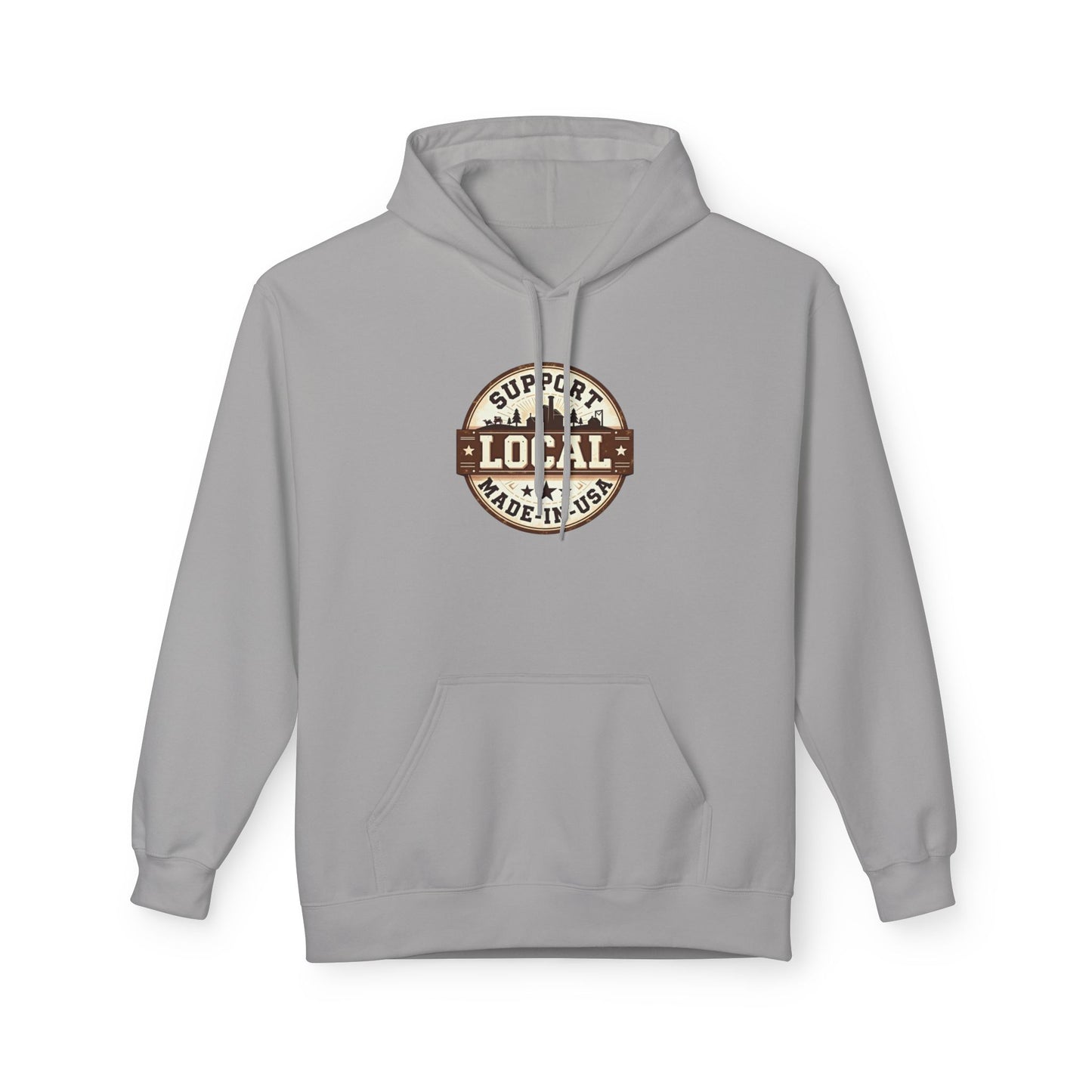Support Local Hoodie — “Support Local Made in USA” Vintage Badge Pullover