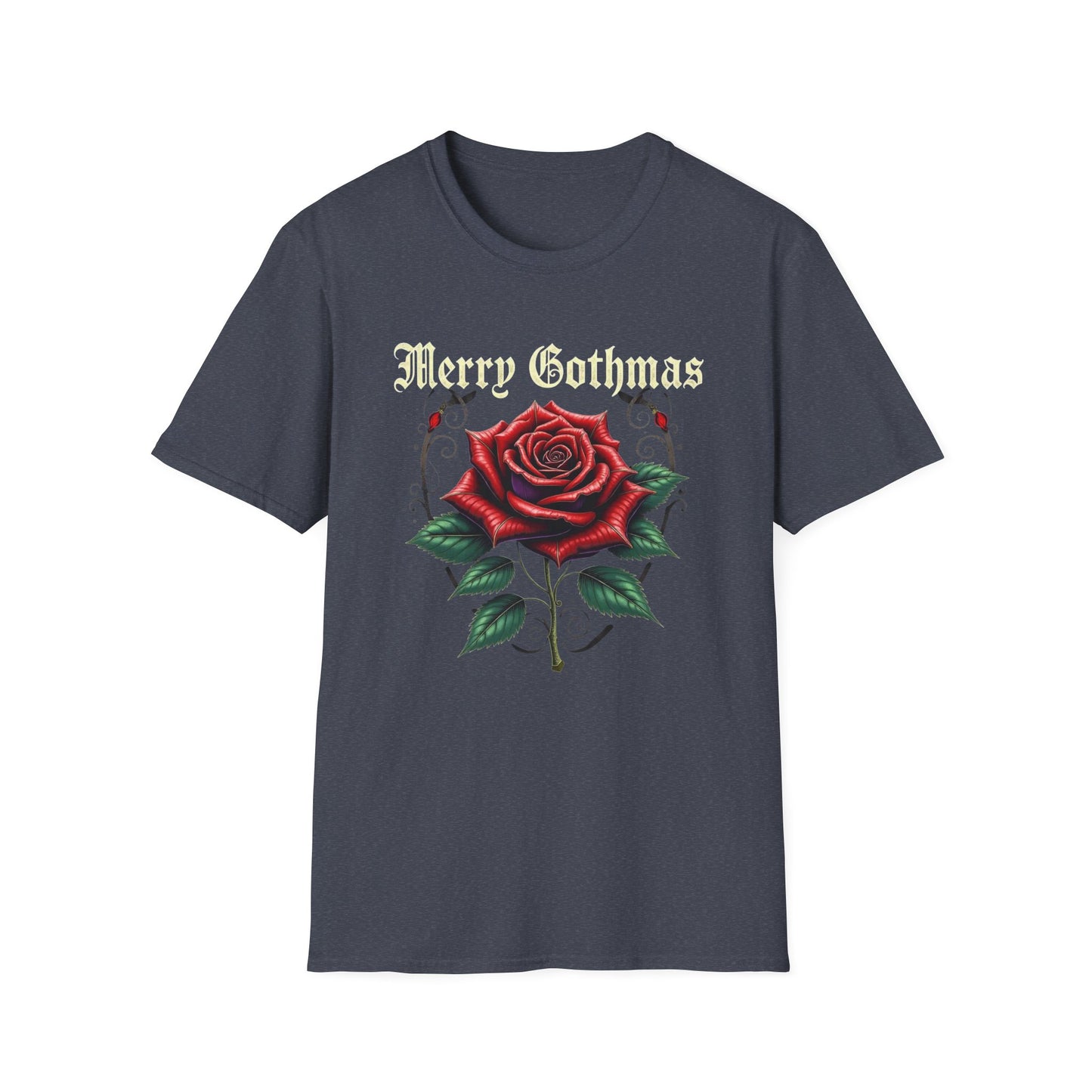 Gothic Christmas T-Shirt — "Merry Gothmas" Rose Holiday Tee