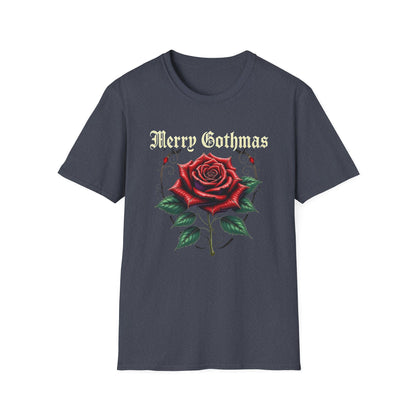 Gothic Christmas T-Shirt — "Merry Gothmas" Rose Holiday Tee