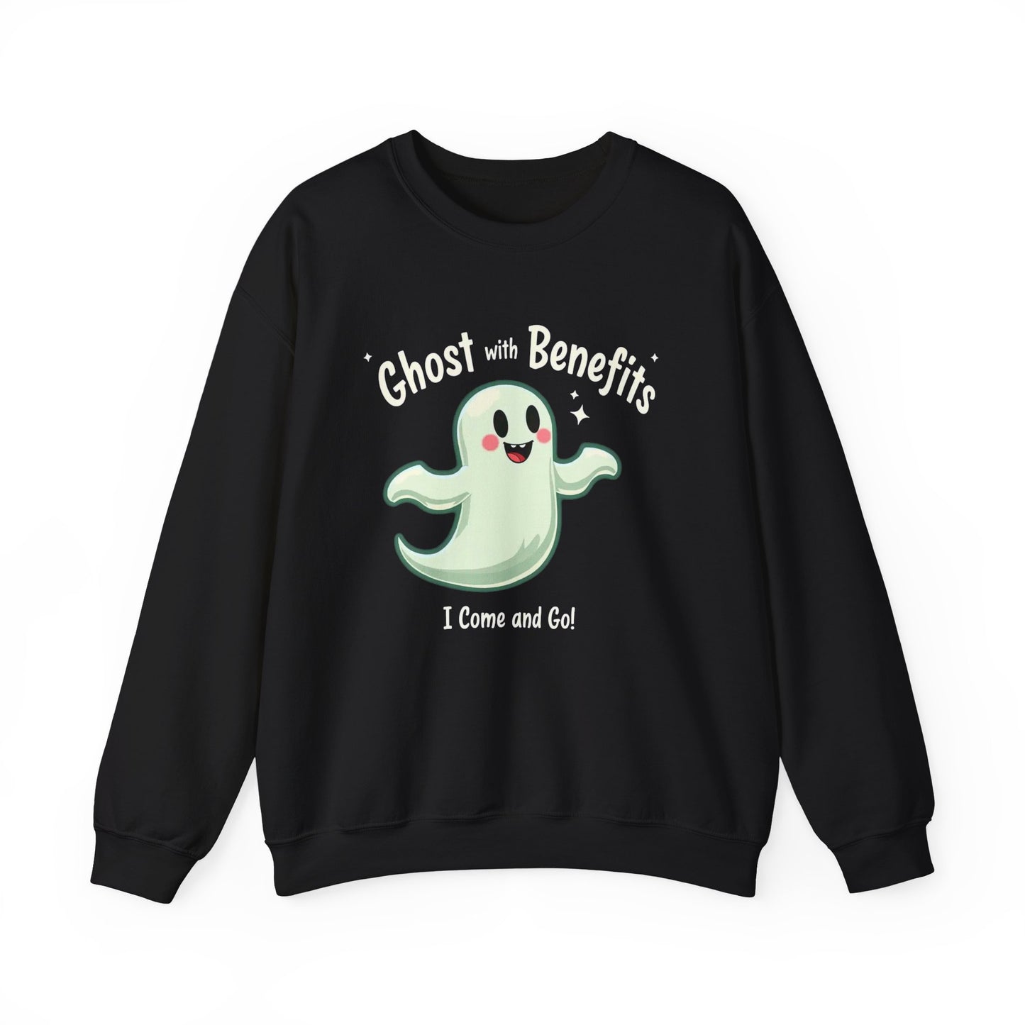 Ghost with Benefits Crewneck Sweatshirt — Cute Halloween Ghost Graphic