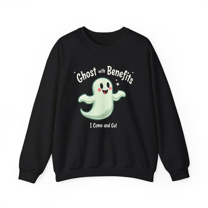 Ghost with Benefits Crewneck Sweatshirt — Cute Halloween Ghost Graphic