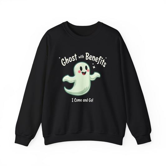 Ghost with Benefits Crewneck Sweatshirt — Cute Halloween Ghost Graphic