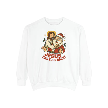 Christian Sweatshirt Jesus Santa Holidays Back Support