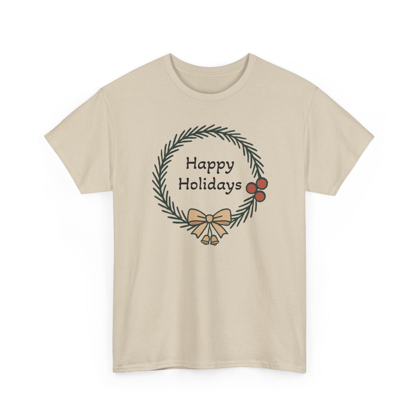Happy Holiday Wreath, Unisex Heavy Cotton Tee