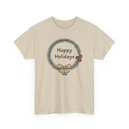 Happy Holiday Wreath, Unisex Heavy Cotton Tee